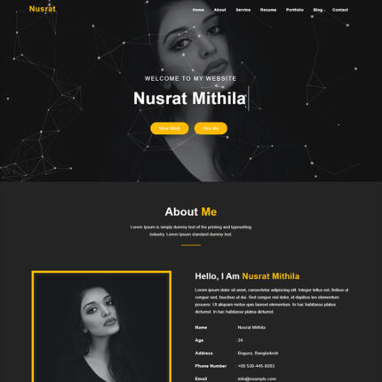 Template Halaman Arahan HTML5 Portofolio Pribadi Nusrat - Fitur Gambar 1