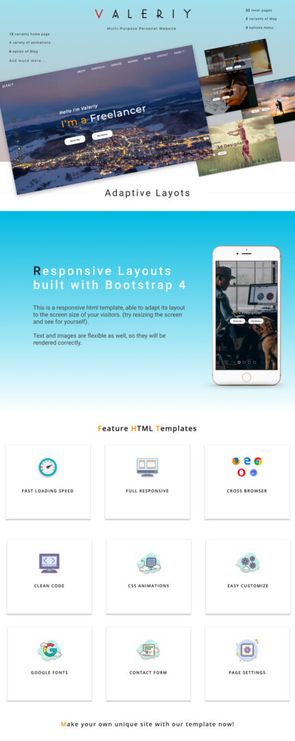 Valeriy | Template HTML Situs Web Pribadi Serbaguna - Fitur Gambar 1