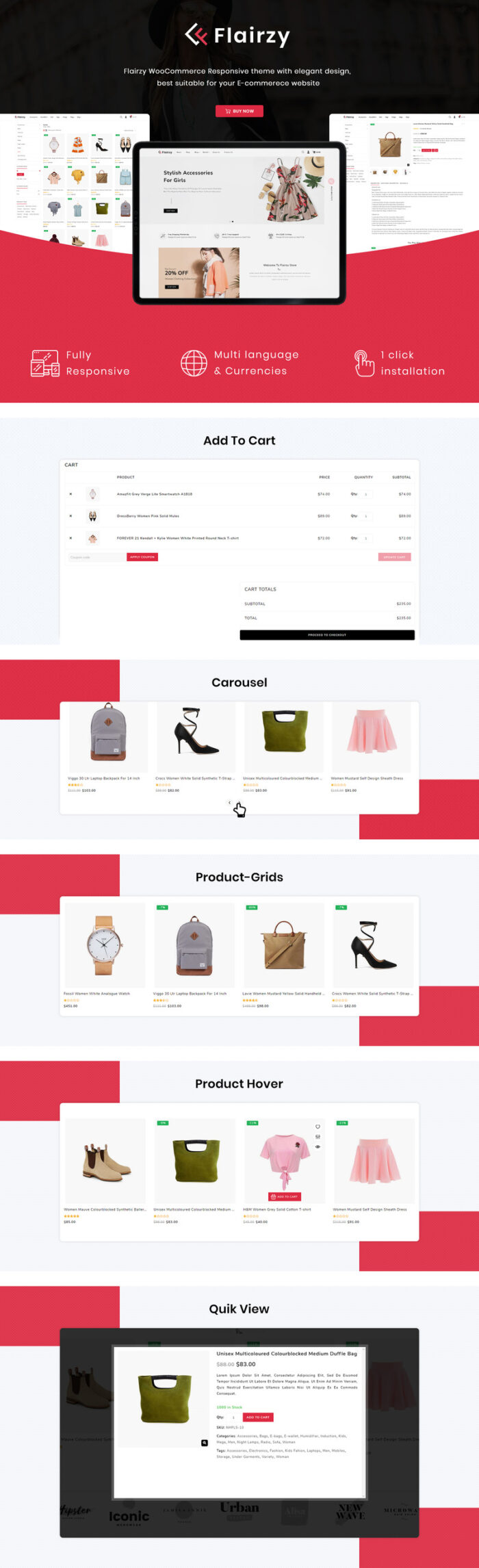 Flairzy - Tema WooCommerce Toko Busana Online - Fitur Gambar 1