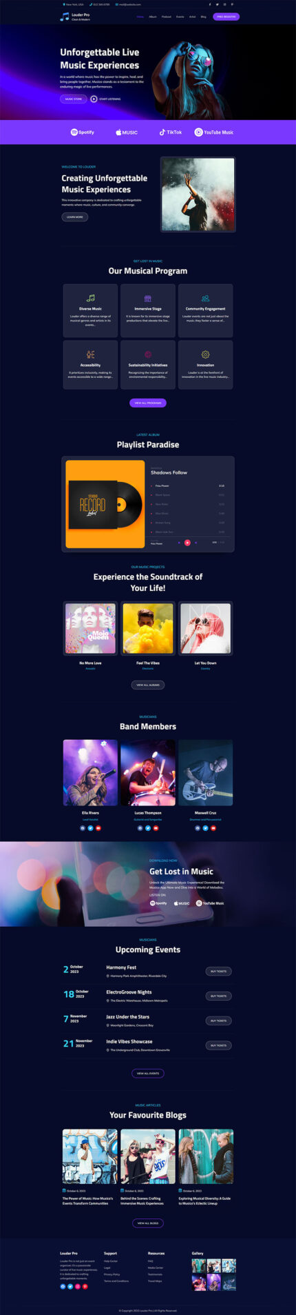 Louder Pro - Tema WordPress Musik Elementor - Fitur Gambar 1