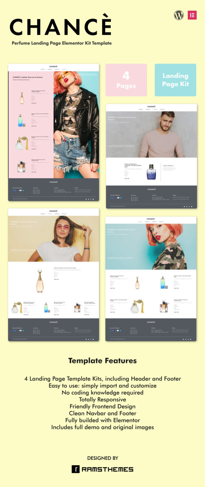 CHANCE - Kit Template WordPress Halaman Arahan Parfum Elementor - Fitur Gambar 1