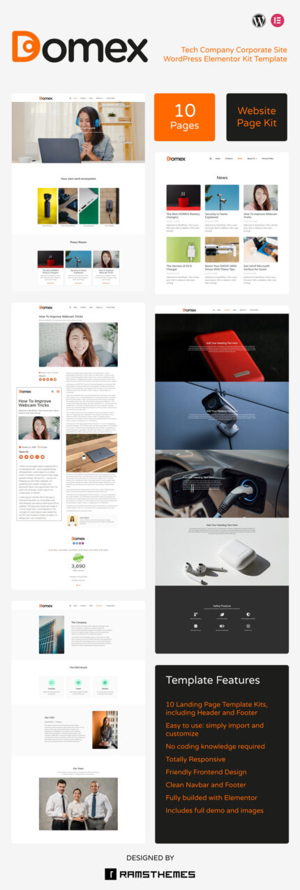 DOMEX - Kit WordPress Elementor Perusahaan Teknologi - Fitur Gambar 1