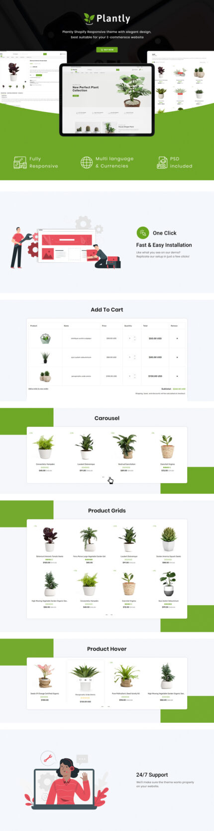 Plantly - Template Shopify Responsif Furnitur Taman Tema Shopify - Fitur Gambar 1