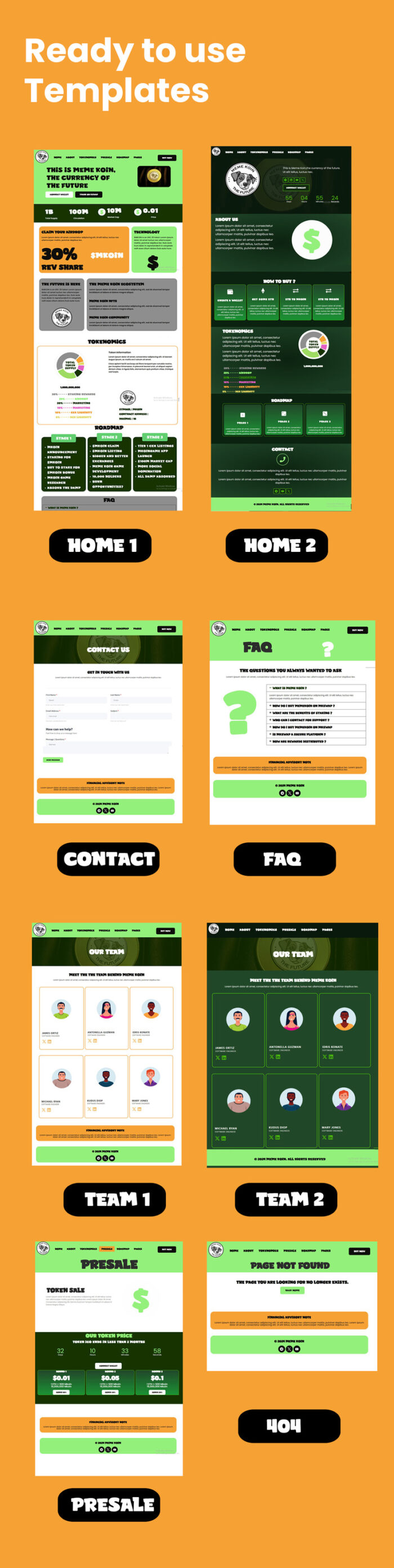 Kit template Elementor mata uang kripto - Meme Koin - Fitur Gambar 2