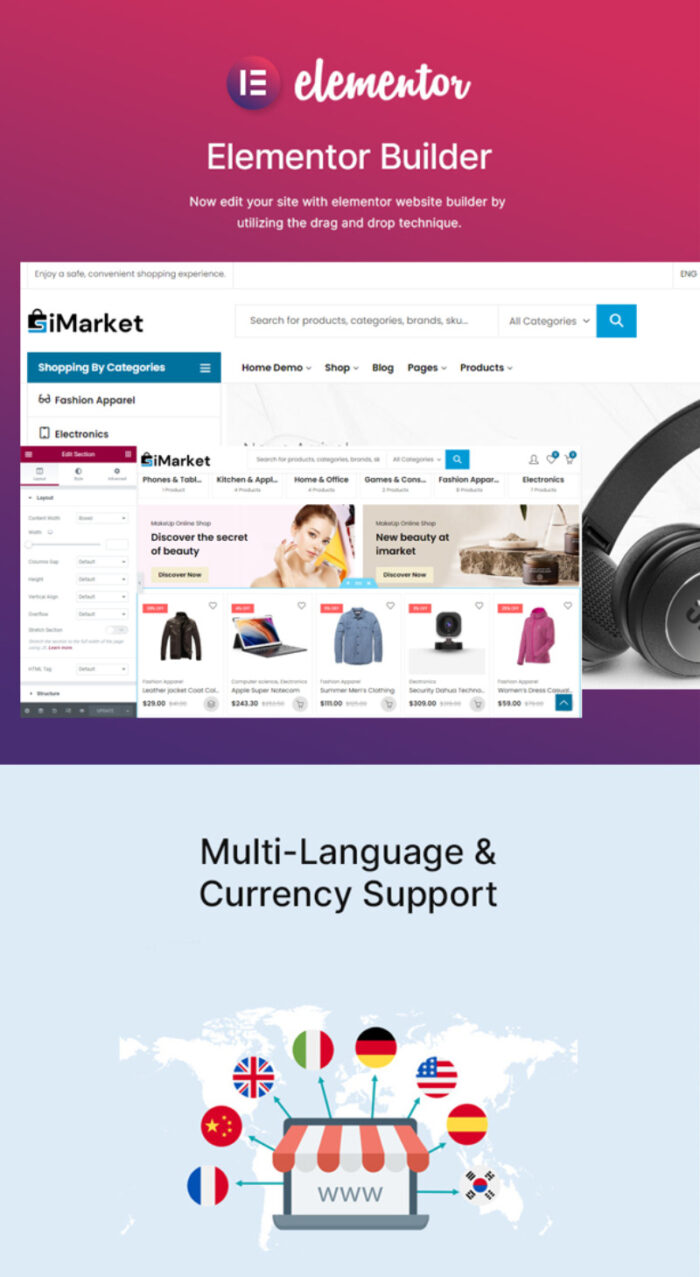 iMarket - Tema WordPress WooCommerce Multi-vendor Marketplace - Fitur Gambar 2