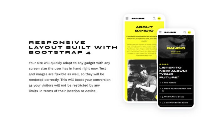 Bandio - Template Situs Web Musik dan Band HTML5 Modern - Fitur Gambar 6