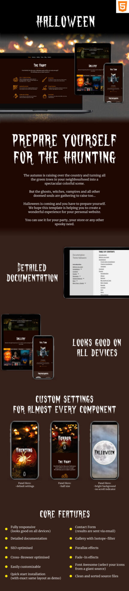 Horor Halloween - HTML | Vintage | Template Halaman Arahan Responsif - Fitur Gambar 1
