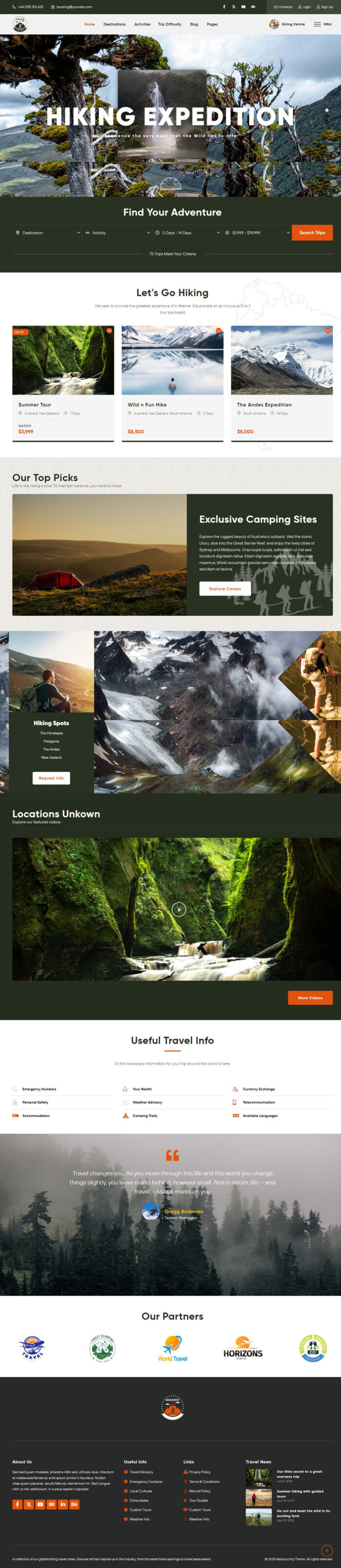 Tema WordPress Backcountry Tours and Travel - Fitur Gambar 1