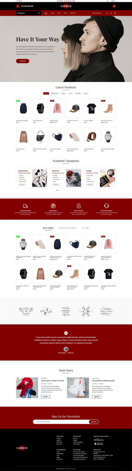 Caprice - Template Situs Web HTML eCommerce Serbaguna - Fitur Gambar 1