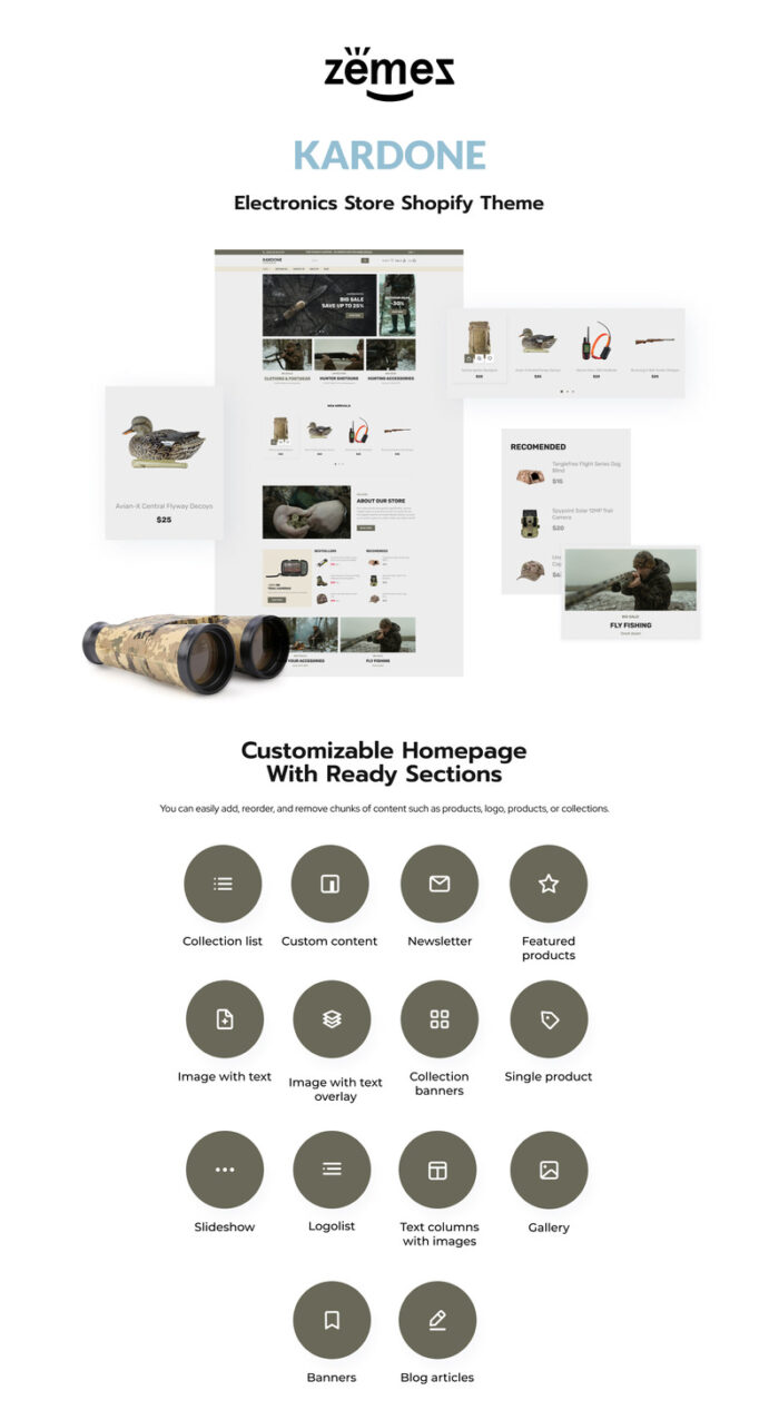 Tema Kardone Hunting and Outdoor Shopify - Fitur Gambar 1