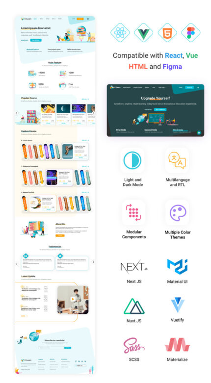 Edumoon - HTML React Vue Figma Template Beranda Pendidikan dan E-learning - Fitur Gambar 1