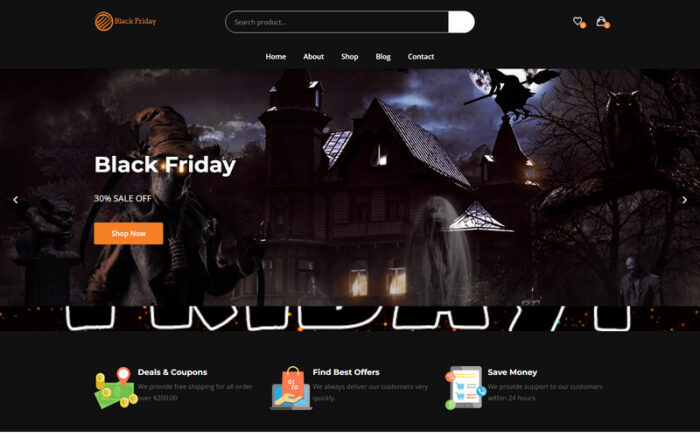 Templat HTML Kupon, Penawaran, Promosi, Diskon Black Friday - Fitur Gambar 1