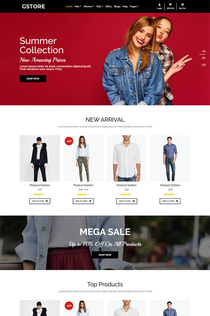 Situs Web Serbaguna GSTORE - Template HTML Toko Online Template Situs Web - Fitur Gambar 1