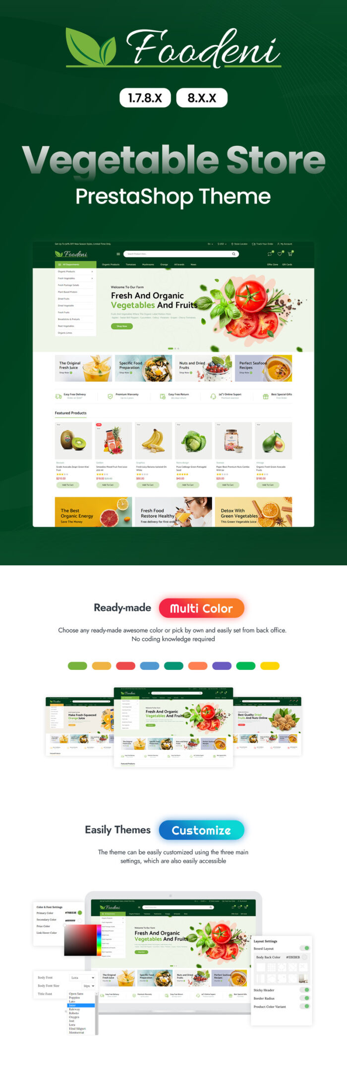 Foodeni - Tema PrestaShop Sayuran, Buah dan Bahan Makanan - Fitur Gambar 1