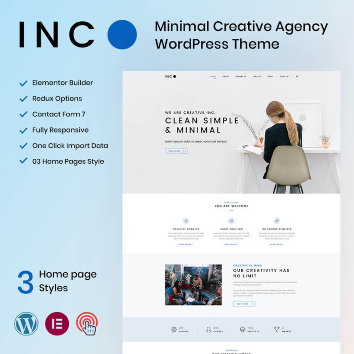 Inc - Tema WordPress Agensi Kreatif Minimal - Fitur Gambar 1