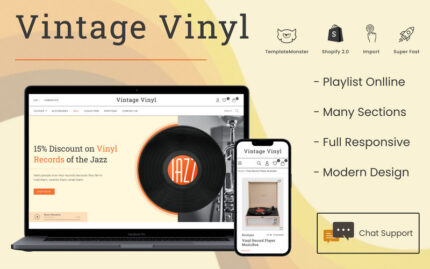 Vinyl Vintage - Musik dan Rekaman, Trek, Lagu, Klip Toko Shopify 2.0 - Fitur Gambar 1