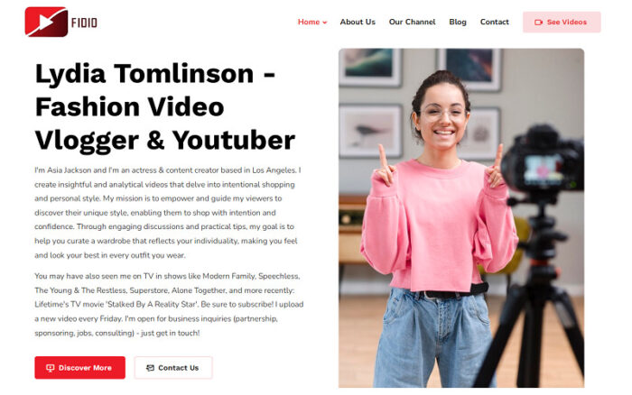 Fidio - Template Situs Web HTML Responsif untuk Portofolio Youtuber, Pembuat Video, dan Editor Video - Fitur Gambar 2