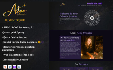 AstroUniverse | Template HTML Satu Halaman untuk Astrolog dan Peramal - Fitur Gambar 1