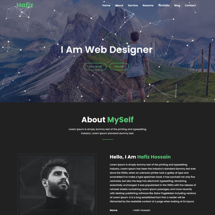 Template Halaman Arahan HTML5 Portofolio Pribadi Hafiz - Fitur Gambar 1