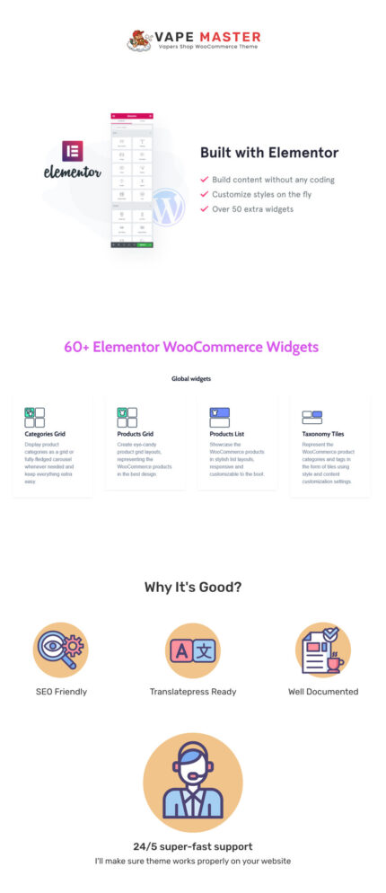 Vape Master - Template WooCommerce Elementor Toko Vape & Tembakau - Fitur Gambar 1