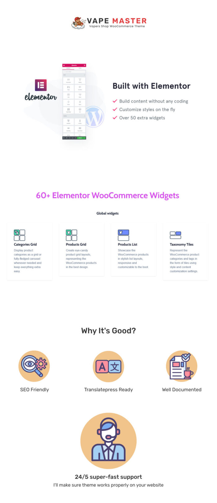 Vape Master - Template WooCommerce Elementor Toko Vape & Tembakau - Fitur Gambar 1