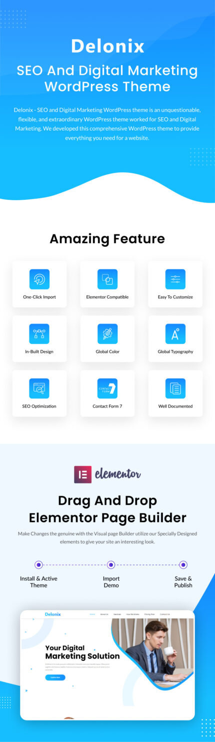 Delonix - Tema WordPress SEO dan Pemasaran Digital - Fitur Gambar 1