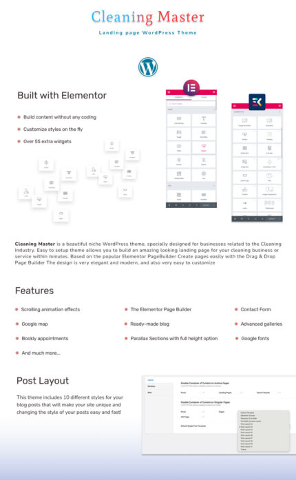 Cleaning Master - Halaman arahan dengan Tema Blog WordPress - Fitur Gambar 1
