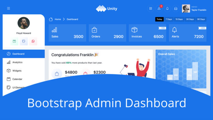 Unity - Dashboard Admin Bootstrap - Fitur Gambar 1