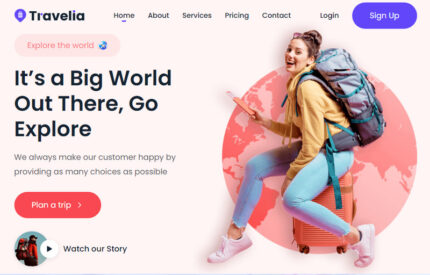 Template HTML Landing Page Agen Perjalanan Travellia - Fitur Gambar 1