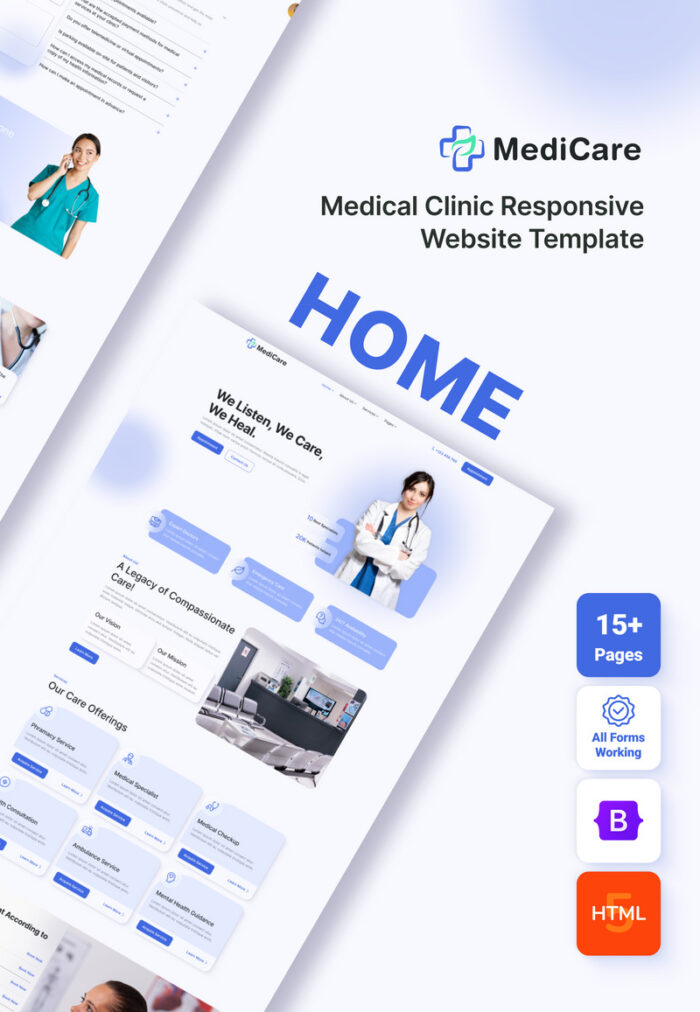 Medicare - Template Situs Web HTML Rumah Sakit, Diagnostik, Klinik, Layanan Kesehatan, dan Laboratorium Medis - Fitur Gambar 1