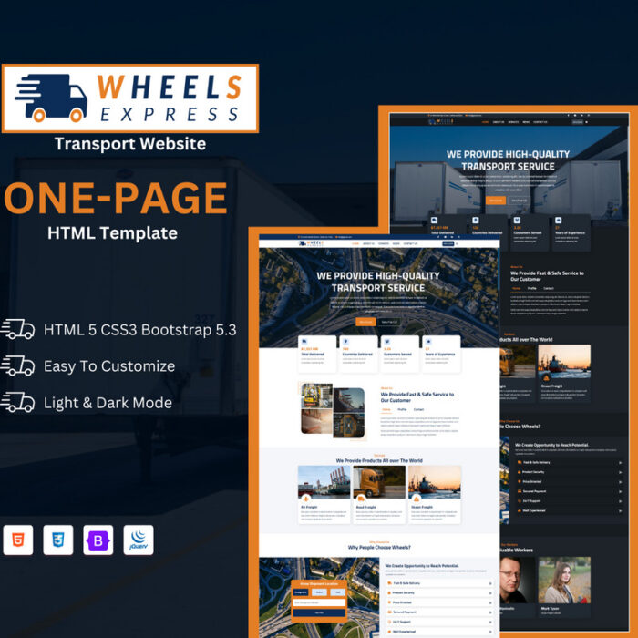 Wheels Express | Template HTML Situs Web Transportasi Satu Halaman - Fitur Gambar 1