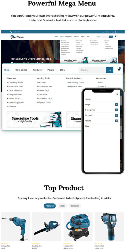 Mectools - Tema Opencart Untuk Penjualan Alat Mekanik - Fitur Gambar 1