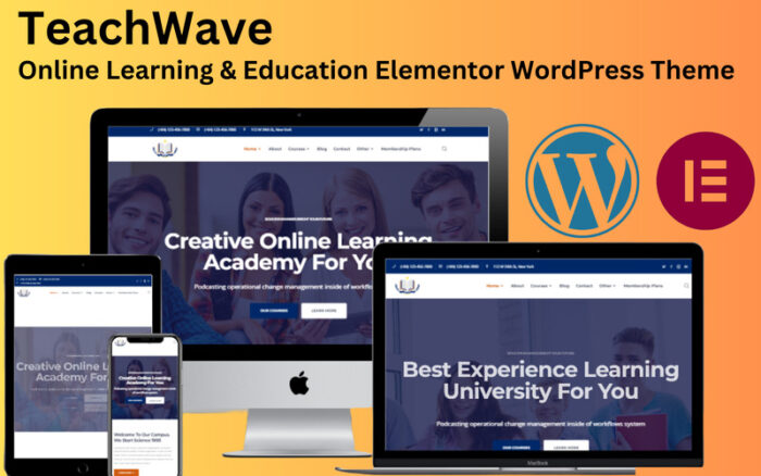 TeachWave - Tema WordPress Elementor Pembelajaran & Pendidikan Daring - Fitur Gambar 1