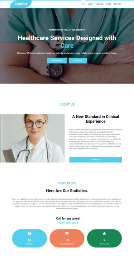 Template HTML ClinicArt - Medis - Dokter - Klinik - Dokter Gigi - Rumah Sakit - Fitur Gambar 1