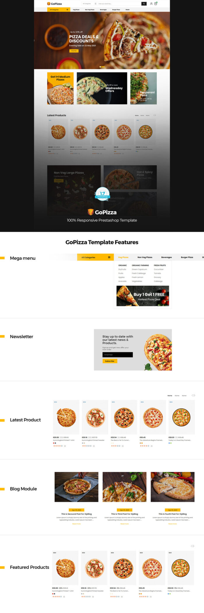 Gopizza Pizza - Restoran Makanan Burger PrestaShop Store - Fitur Gambar 1