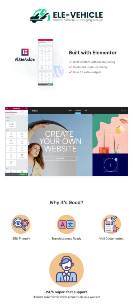 ELE-Vehicle - Template WordPress Elementor Kendaraan Listrik & Stasiun Pengisian Daya - Fitur Gambar 1
