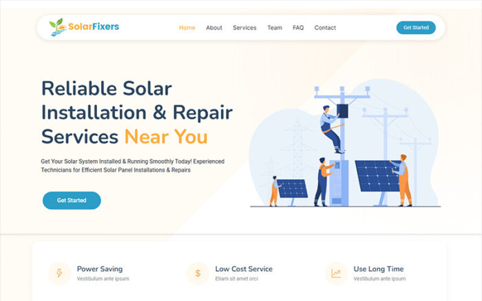 SolarFixers - Template Situs Web Layanan Pemasangan & Perbaikan Panel Surya - Fitur Gambar 1