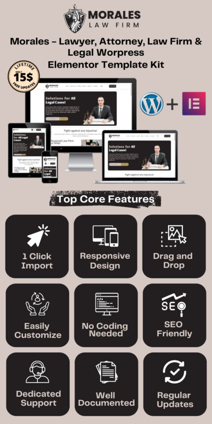 Morales - Firma Hukum, Pengacara, Konsultan & Advokasi Wordpress Elementor Template Kit - Fitur Gambar 1