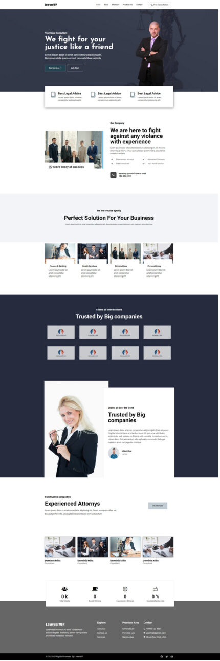 Lawyerwp - Pengacara Dan Portofolio Pengacara Tema WordPress - Fitur Gambar 1