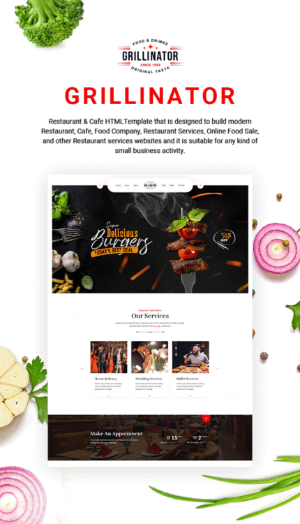 Grillinator - Template HTML Restoran Makanan Barbekyu Panggangan Bar Bistro - Fitur Gambar 1