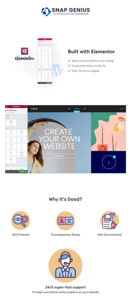 Snap Genius - Template Situs Web Editor Foto AI Elementor - Fitur Gambar 1