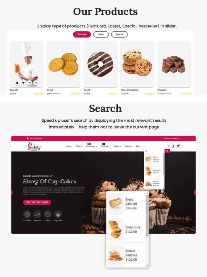 Bakery Delight - Template Opencart 4.0.1.1 untuk Pemilik Toko Roti yang Menjual Kue, Manisan, dan Barang Roti - Fitur Gambar 3