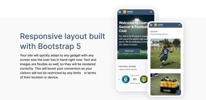 Learol - Template Situs Web HTML5 Klub Sepak Bola - Fitur Gambar 6