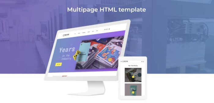 Vektor - Template Situs Web HTML Multihalaman Modern Toko Percetakan - Fitur Gambar 2