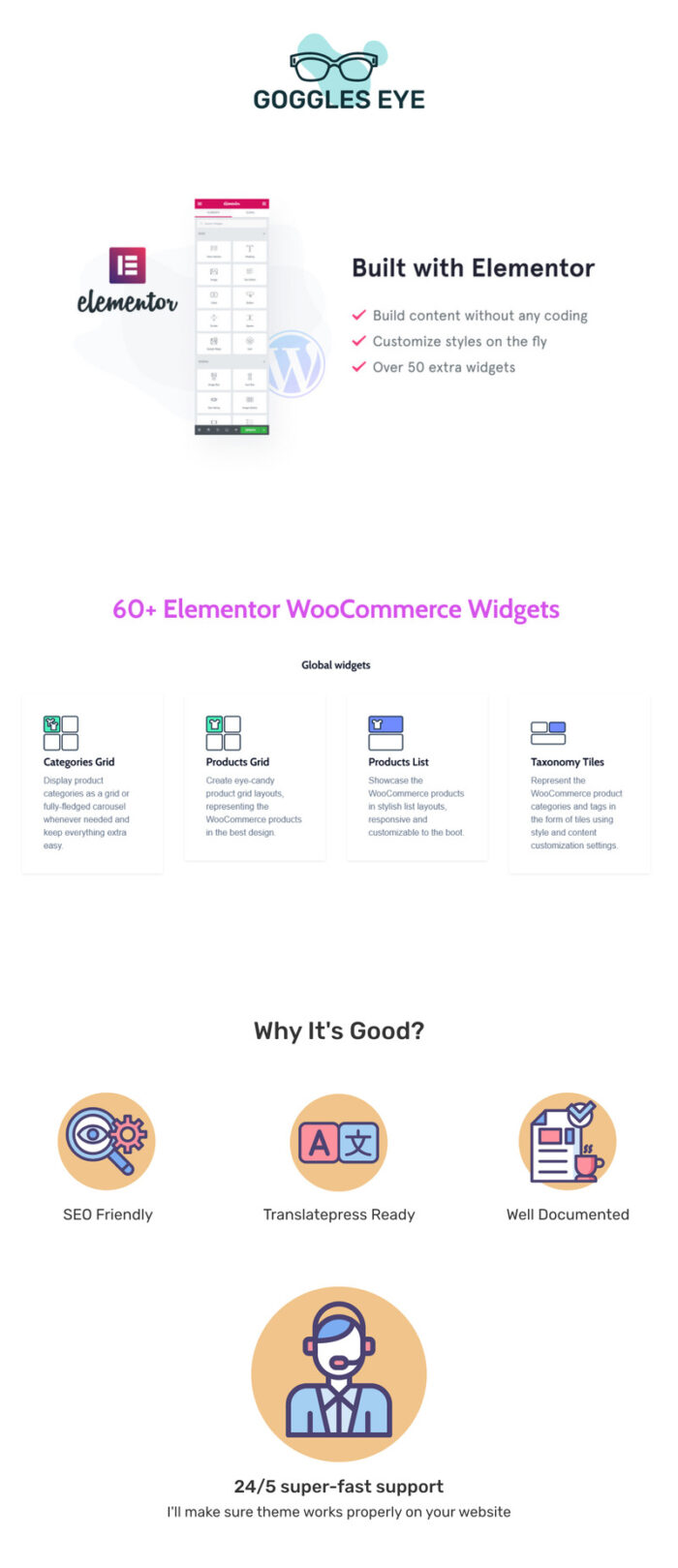 Goggles Eye - Template Elementor WooCommerce Kacamata - Fitur Gambar 1