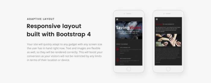 SavingViolet - Template Situs Web HTML5 Responsif untuk Grup Musik - Fitur Gambar 6