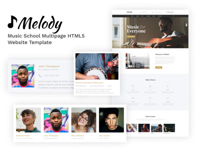 Melody - Template Situs Web HTML5 Bootstrap Multihalaman Sekolah Musik - Fitur Gambar 1