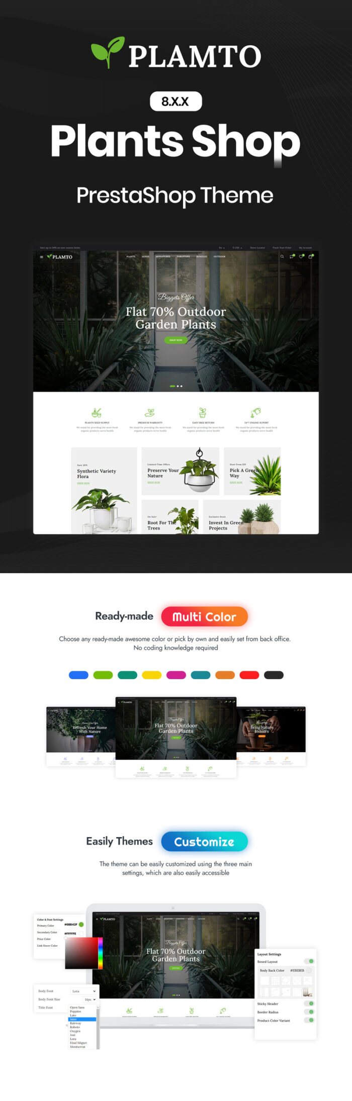 Plamto Plants - Tanaman Hias & Berkebun Tema PrestaShop - Fitur Gambar 1