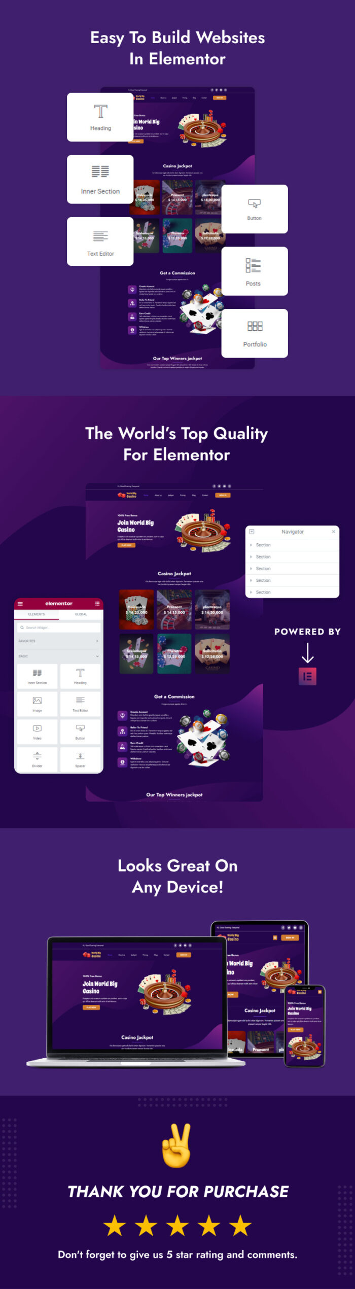 World Big Casino - Kit Template Elementor Perjudian - Fitur Gambar 2