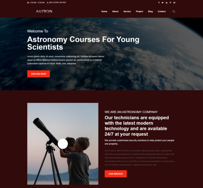 Template Situs Web Html Astronomi - Fitur Gambar 1